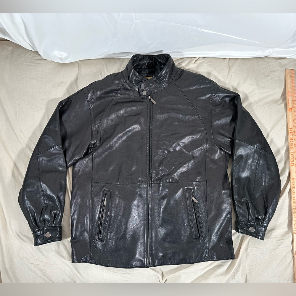 Vtg Boston Harbour Outdoor Wear Men’s Leather Jacket Black Size Large